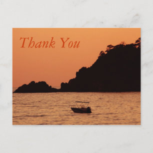orange boat at sea thank you postcard