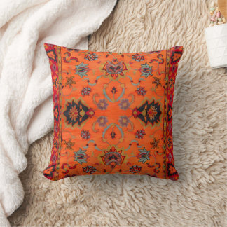 Orange Bohemian Tribal Moroccan Style Throw Pillow