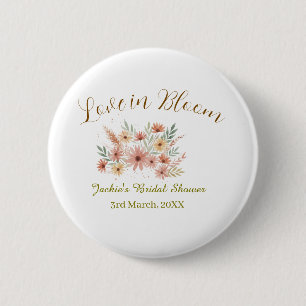 Orange boho love in Bloom bridal shower name retro 2 Inch Round Button