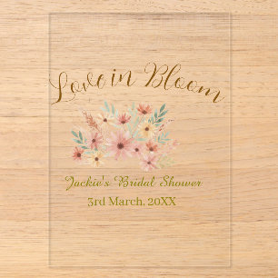 Orange boho love in Bloom bridal shower name retro Acrylic Invitations
