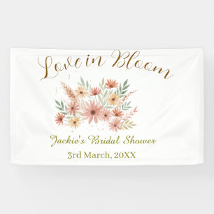 Orange boho love in Bloom bridal shower name retro Banner