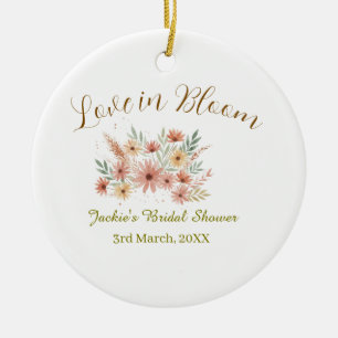 Orange boho love in Bloom bridal shower name retro Ceramic Ornament