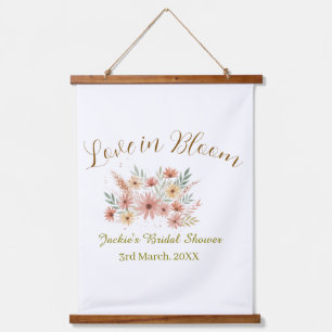 Orange boho love in Bloom bridal shower name retro Hanging Tapestry