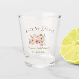 Orange boho love in Bloom bridal shower name retro Shot Glass