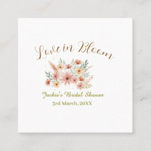 Orange boho love in Bloom bridal shower name retro Square Business Card