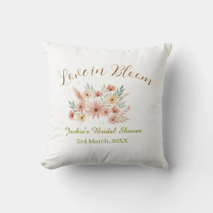 Orange boho love in Bloom bridal shower name retro Throw Pillow
