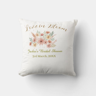 Orange boho love in Bloom bridal shower name retro Throw Pillow