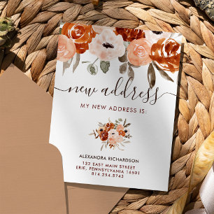 Orange Boho Rustic Floral   New Address Moving Announcement Postcard