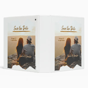 orange boho save the date modern photo couple name binder