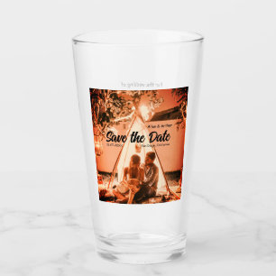 orange boho save the date QR add website name phot Glass