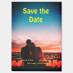 orange boho save the date QR add website name phot Magnet