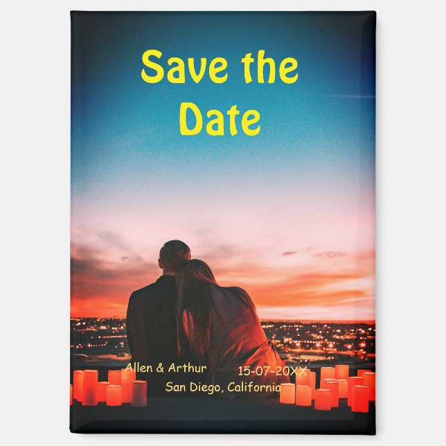 orange boho save the date QR add website name phot Magnet (Front)