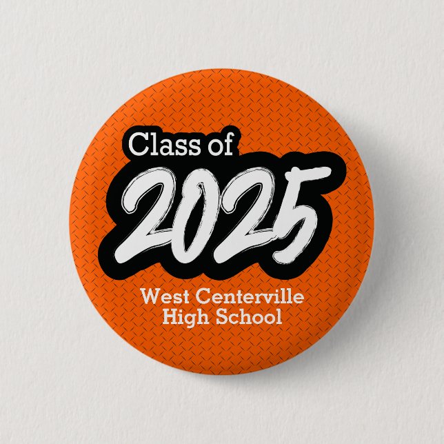 Orange Bold Brush Class of 2025 Button (Front)