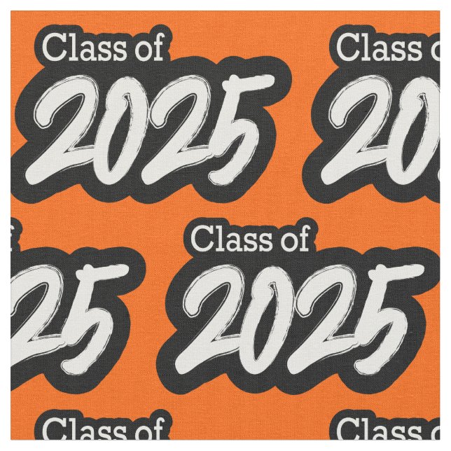 Orange Bold Brush Class of 2025 Fabric (Close Up)
