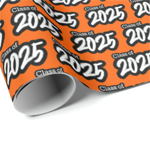 Orange Bold Brush Class of 2025 Wrapping Paper
