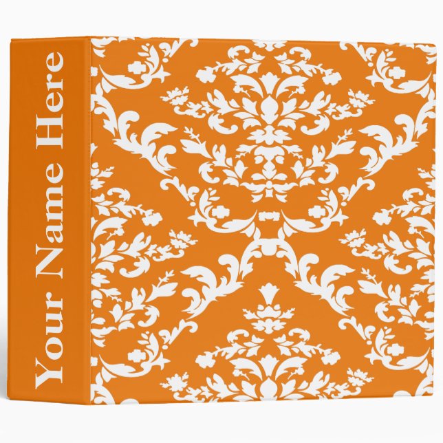 Orange Bold Damask w/ name at Emporiomoffa Binder (Front/Spine)