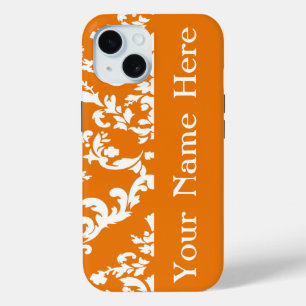 Orange Bold Damask w/ name @ Emporiomoffa iPhone 15 Case