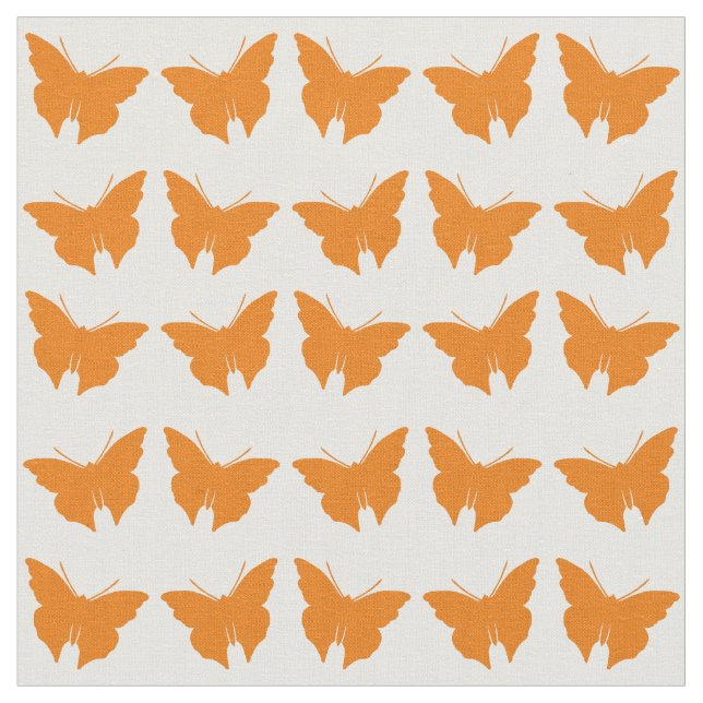 Orange Bold Mod Butterflies Fabric (Close Up)