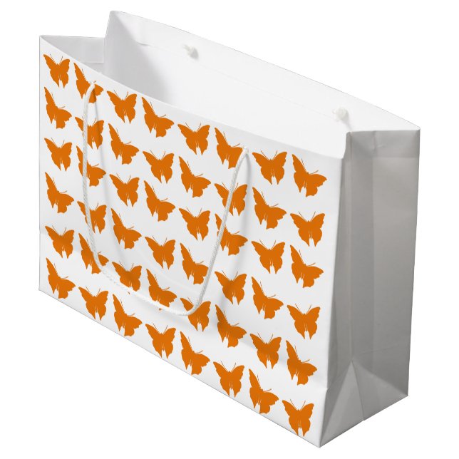 Orange Bold Mod Butterflies Large Gift Bag (Front Angled)