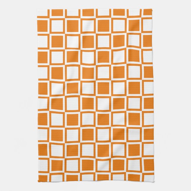 Orange Bold Mod Squares Kitchen Towel (Vertical)