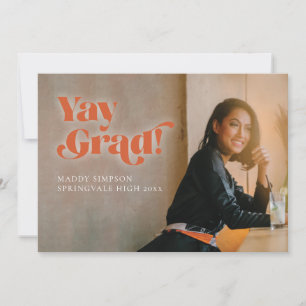 Orange Bold Modern Minimalist Photo Graduation Announcement