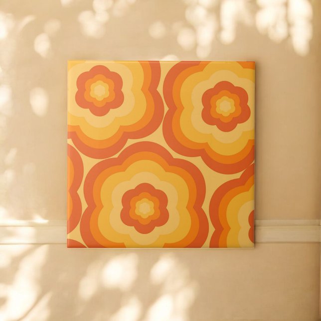 Orange Bold Y2K Wildflower Vibrant Spring Decor Tile (Creator Uploaded)