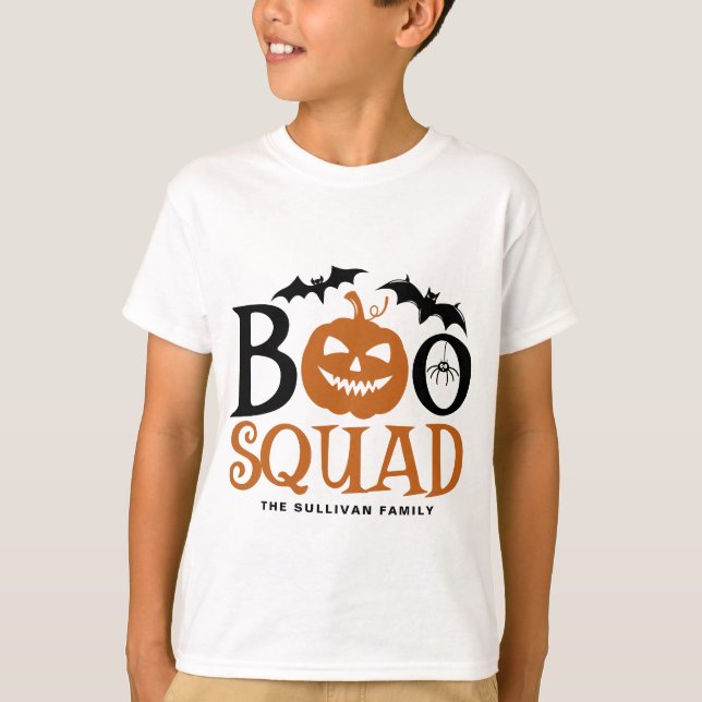 Orange Boo Squad Spooky Lettering Halloween T-Shirt (Front)