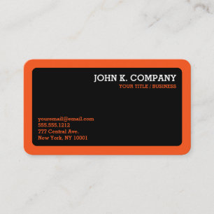 Orange Border Black Modern Minimal Professional Business Card