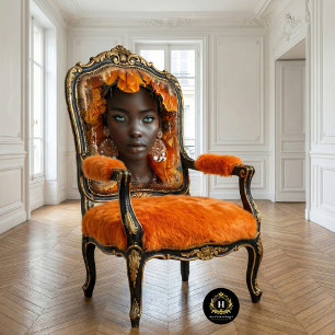 Orange Botanical African American Woman Decoupage  Tissue Paper