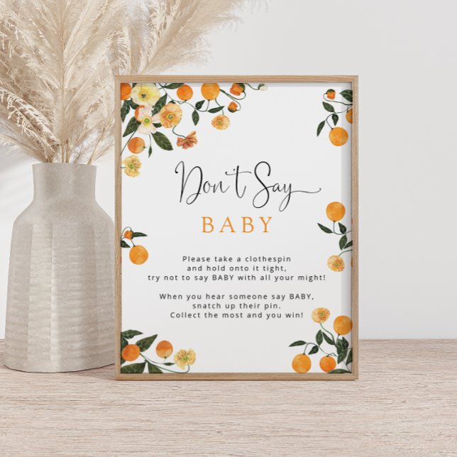 Orange & Botanical Don's Say Baby Game Poster (Creator Uploaded)