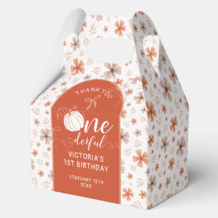 ORANGE BOW & ARCH FALL PUMPKIN FLOWERS BIRTHDAY FAVOR BOX