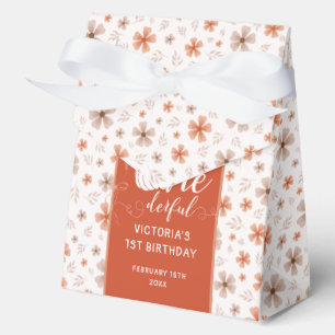 ORANGE BOW & ARCH FALL PUMPKIN FLOWERS BIRTHDAY FAVOR BOX