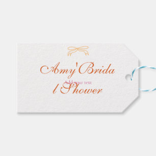 Orange bow bridal shower bold retro hand drawn nam gift tags