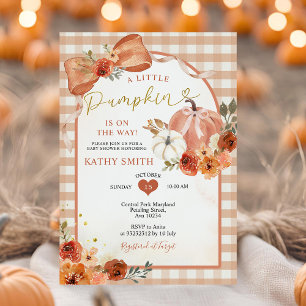 Orange Bow Fall Pumpkin Pumpkin Baby Shower Invitation