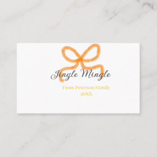 Orange bow jingle Mingle retro boho family namdate Business Card