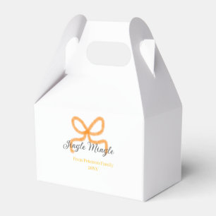 Orange bow jingle Mingle retro boho family namdate Favor Box