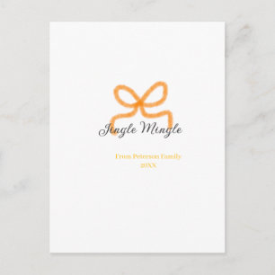Orange bow jingle Mingle retro boho family namdate Holiday Postcard