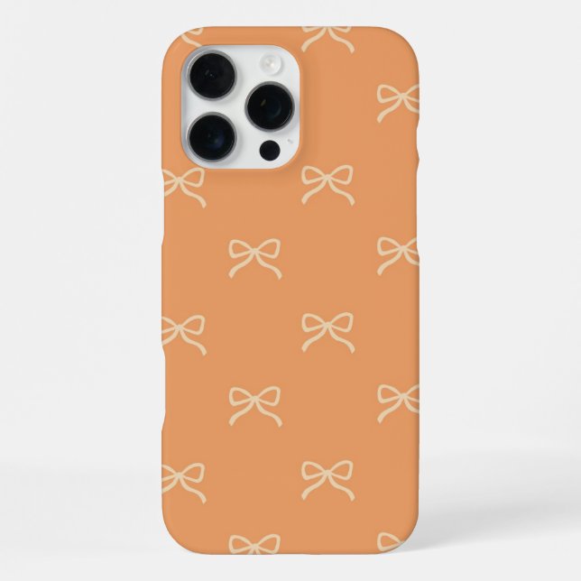 Orange Bow Pattern Coquette Girly Spring Summer  iPhone Case (Back)