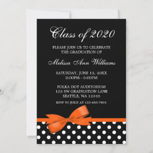 Orange Bow Pois Faire-part de graduation