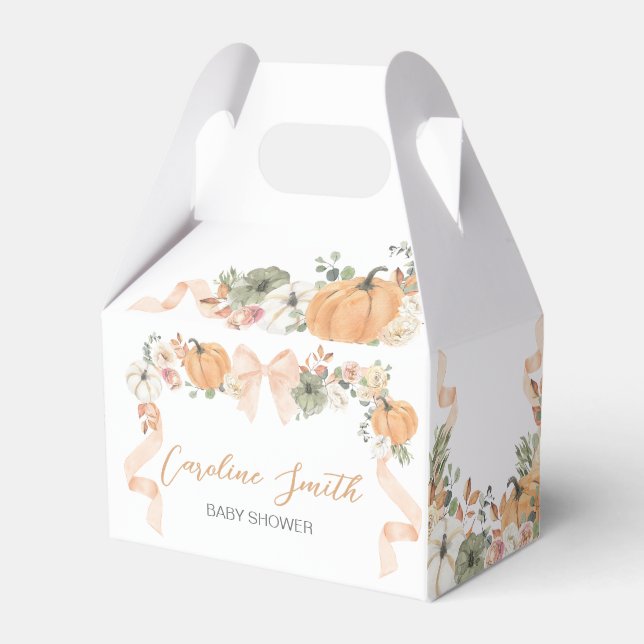 Orange Bow Pumpkin Baby Shower Favor Box (Front Side)