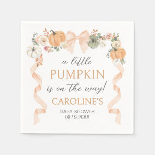 Orange Bow Pumpkin Baby Shower Napkin