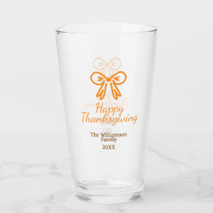 Orange bow retro happy thanksgiving add family n glass