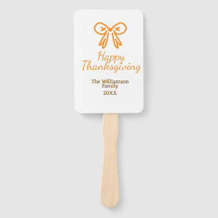 Orange bow retro happy thanksgiving add family n hand fan