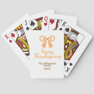 Orange bow retro happy thanksgiving add family n playing cards