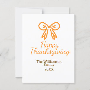 Orange bow retro happy thanksgiving add family n postcard