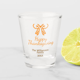 Orange bow retro happy thanksgiving add family n shot glass