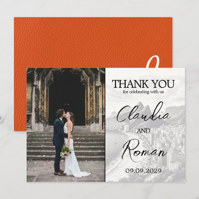 Orange Brazil Passport Thank You Card (Front/Back)