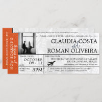 Orange Brésil Mariage Boarding Pass Invitation
