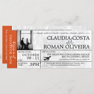 Orange Brésil Mariage Boarding Pass Invitation
