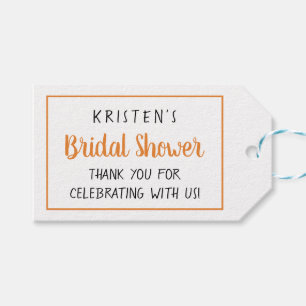 Orange Bridal Shower Fall Autumn Wedding Gift Tags